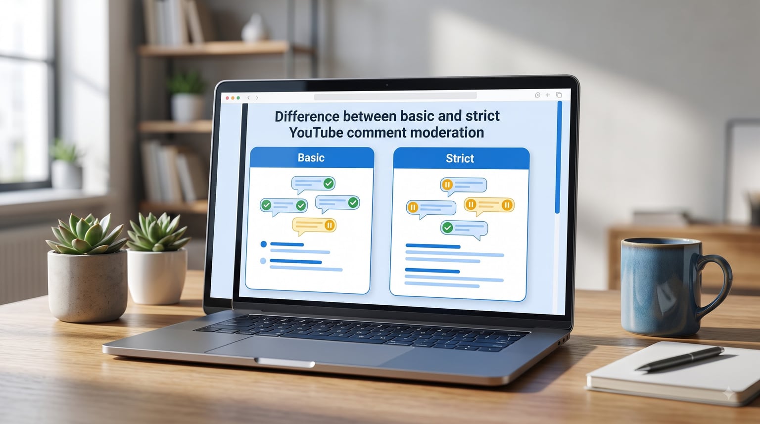 Difference between basic and strict YouTube comment moderation